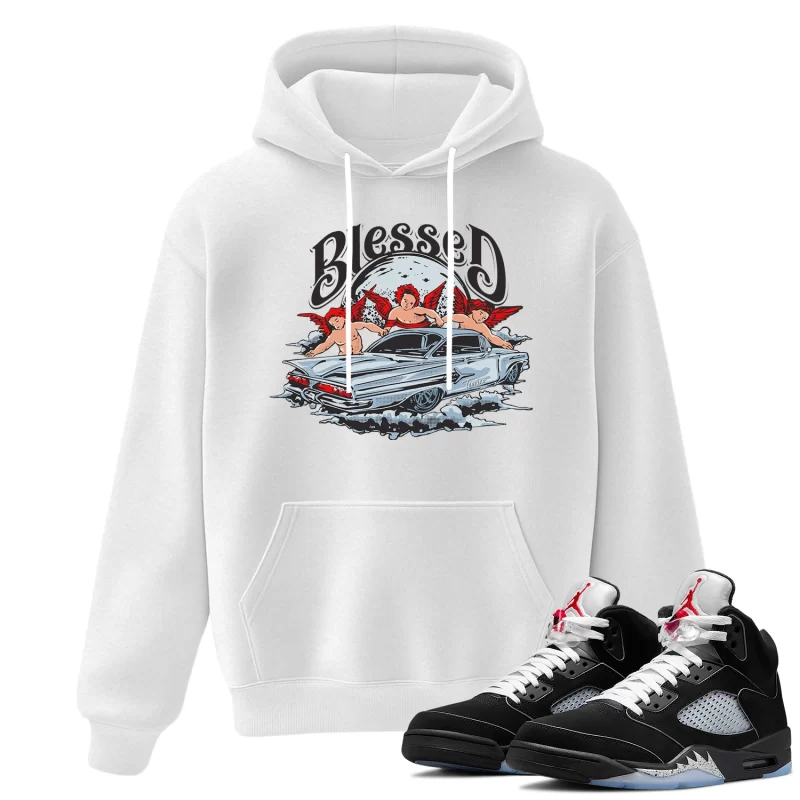 TeeVivo Hoodie Match Air Jordan 5 Retro OG Black Metallic Reimagined Blessed – Air Jordan 5 Hoodie, AJ5 Hoodie