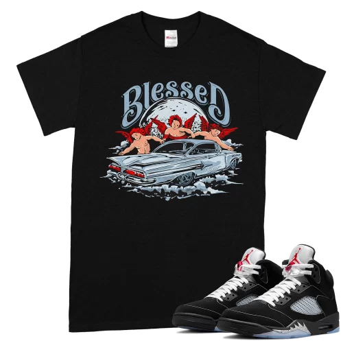 TeeVivo T-Shirt Match Air Jordan 5 Retro OG Black Metallic Reimagined Blessed – Air Jordan 5 Shirt, AJ5 Shirt