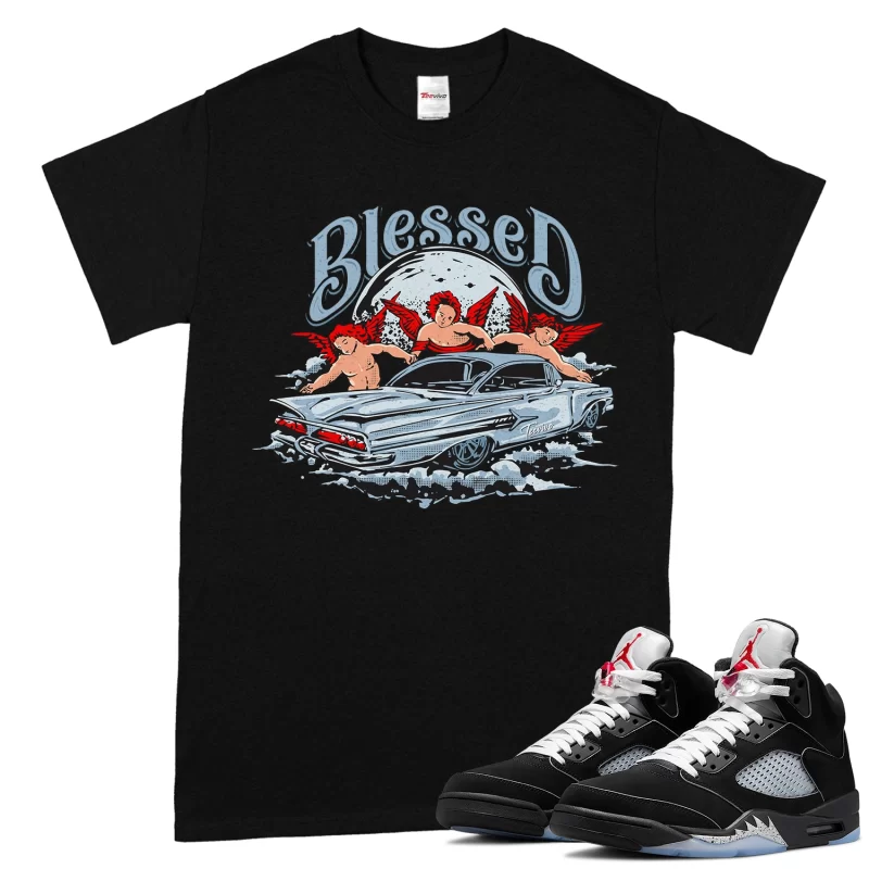 TeeVivo T-Shirt Match Air Jordan 5 Retro OG Black Metallic Reimagined Blessed – Air Jordan 5 Shirt, AJ5 Shirt