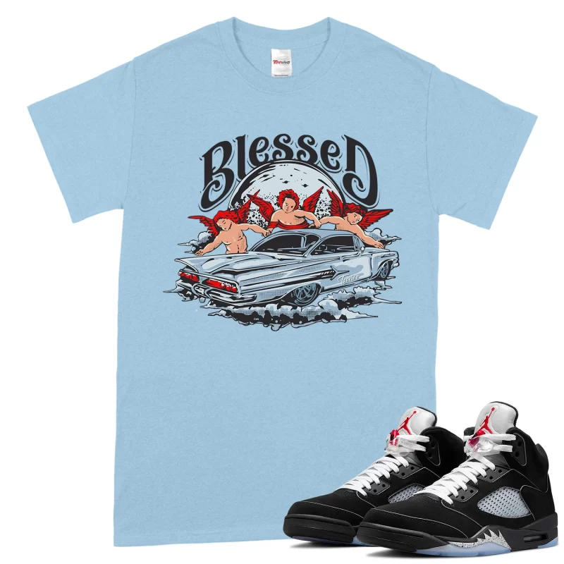 TeeVivo T-Shirt Match Air Jordan 5 Retro OG Black Metallic Reimagined Blessed – Air Jordan 5 Shirt, AJ5 Shirt