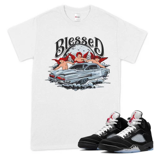 TeeVivo T-Shirt Match Air Jordan 5 Retro OG Black Metallic Reimagined Blessed – Air Jordan 5 Shirt, AJ5 Shirt