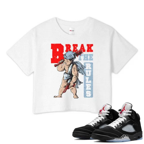 TeeVivo Crop Top Match Air Jordan 5 Retro OG Black Metallic Reimagined Break the rules – Air Jordan 5 Crop Top, AJ5 Crop Top