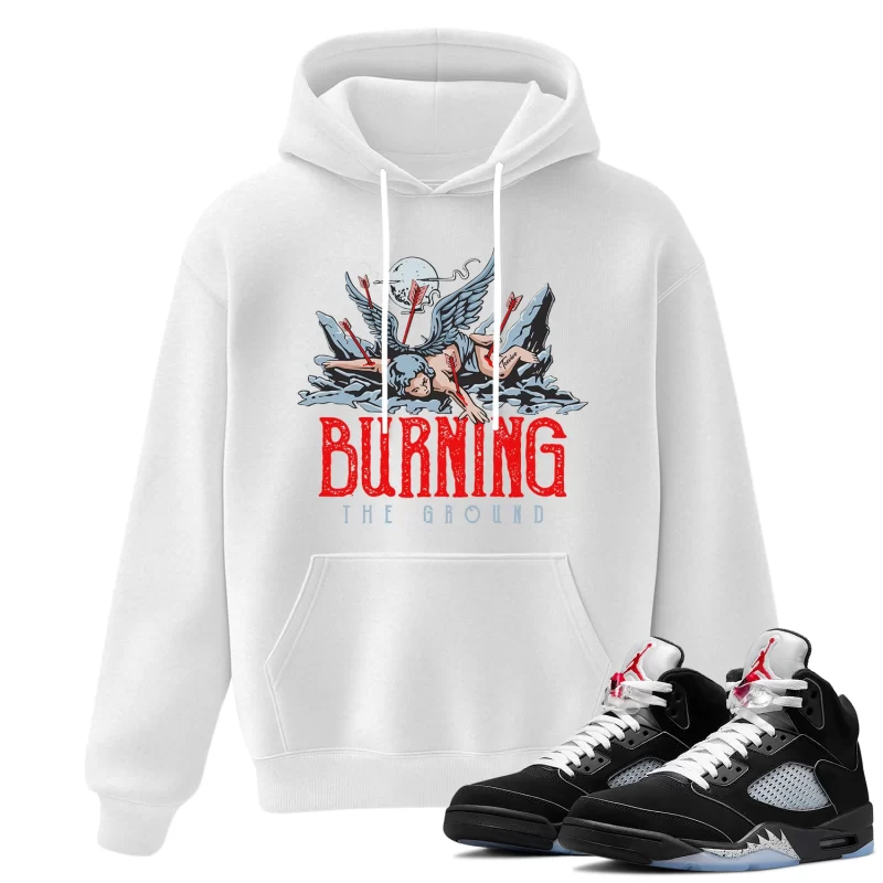 TeeVivo Hoodie Match Air Jordan 5 Retro OG Black Metallic Reimagined Burning the ground – Air Jordan 5 Hoodie, AJ5 Hoodie