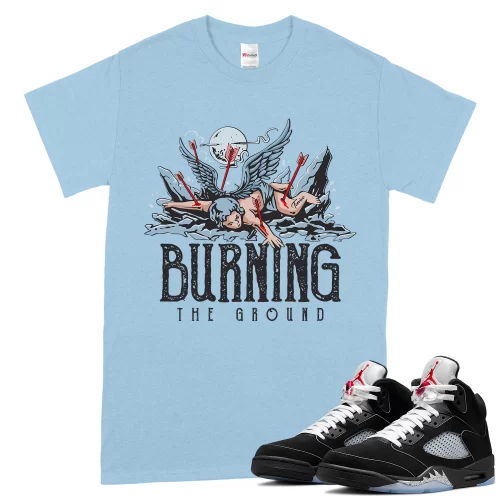 TeeVivo T-Shirt Match Air Jordan 5 Retro OG Black Metallic Reimagined Burning the ground – Air Jordan 5 Shirt, AJ5 Shirt