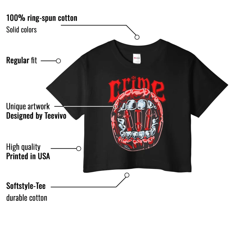 TeeVivo Crop Top Match Air Jordan 5 Retro OG Black Metallic Reimagined Crime – Air Jordan 5 Crop Top, AJ5 Crop Top
