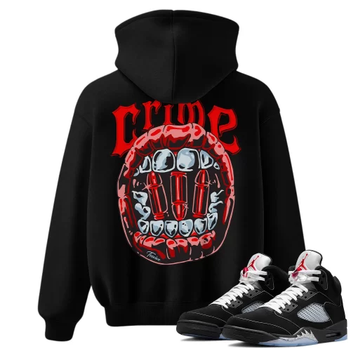 TeeVivo Hoodie Match Air Jordan 5 Retro OG Black Metallic Reimagined Crime – Air Jordan 5 Hoodie, AJ5 Hoodie