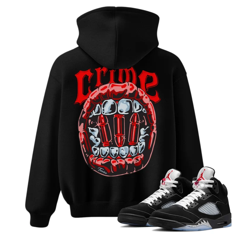 TeeVivo Hoodie Match Air Jordan 5 Retro OG Black Metallic Reimagined Crime – Air Jordan 5 Hoodie, AJ5 Hoodie