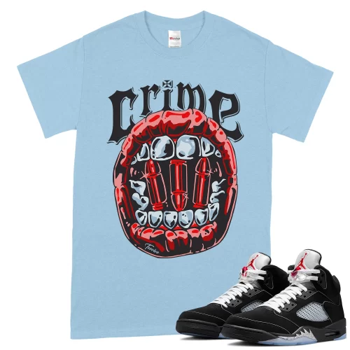 TeeVivo T-Shirt Match Air Jordan 5 Retro OG Black Metallic Reimagined Crime – Air Jordan 5 Shirt, AJ5 Shirt