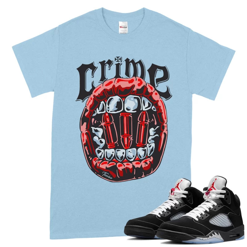 TeeVivo T-Shirt Match Air Jordan 5 Retro OG Black Metallic Reimagined Crime – Air Jordan 5 Shirt, AJ5 Shirt
