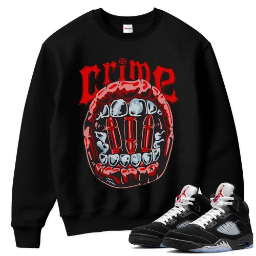 TeeVivo Sweatshirt Match Air Jordan 5 Retro OG Black Metallic Reimagined Crime – Air Jordan 5 Sweatshirt, AJ5 Sweatshirt