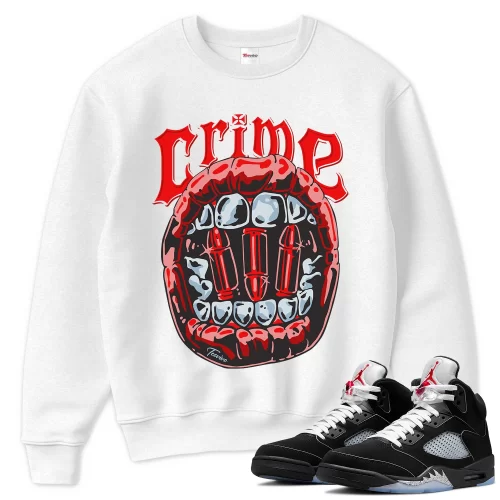 TeeVivo Sweatshirt Match Air Jordan 5 Retro OG Black Metallic Reimagined Crime – Air Jordan 5 Sweatshirt, AJ5 Sweatshirt