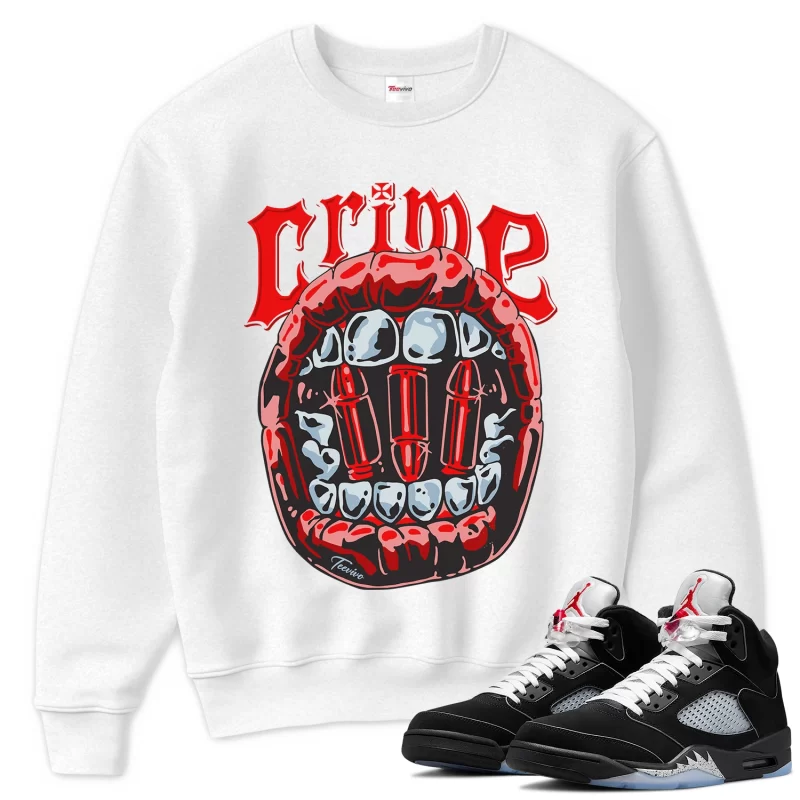 TeeVivo Sweatshirt Match Air Jordan 5 Retro OG Black Metallic Reimagined Crime – Air Jordan 5 Sweatshirt, AJ5 Sweatshirt