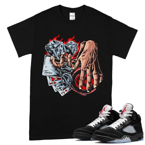 TeeVivo T-Shirt Match Air Jordan 5 Retro OG Black Metallic Reimagined Gambling – Air Jordan 5 Shirt, AJ5 Shirt