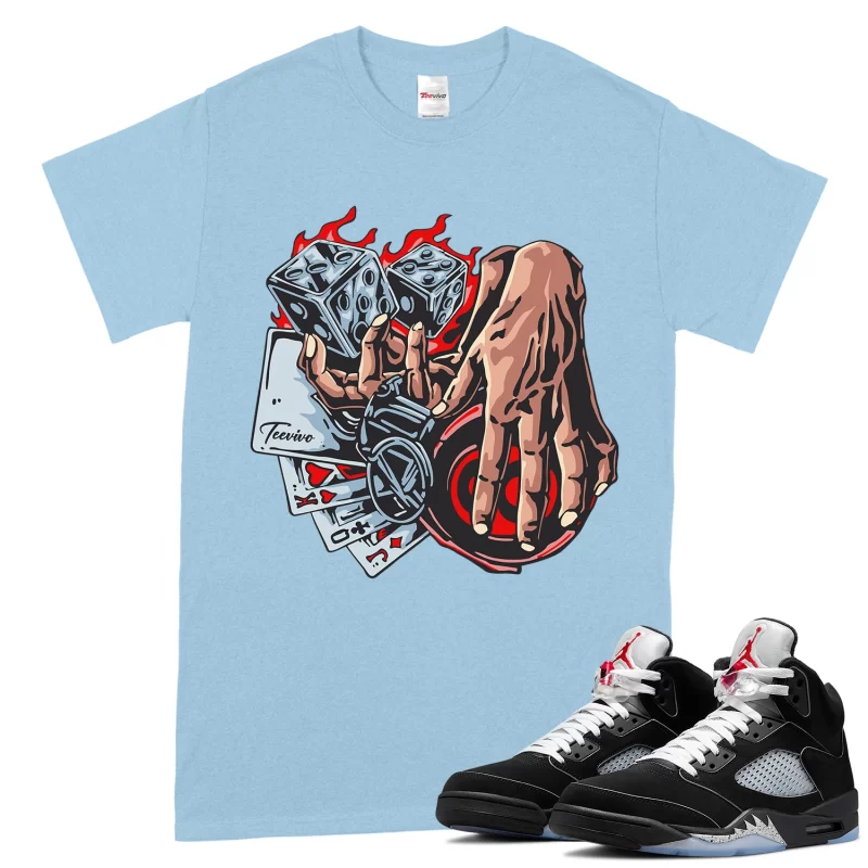 TeeVivo T-Shirt Match Air Jordan 5 Retro OG Black Metallic Reimagined Gambling – Air Jordan 5 Shirt, AJ5 Shirt