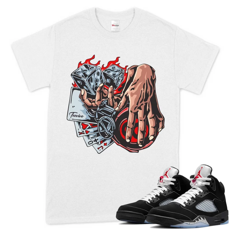 TeeVivo T-Shirt Match Air Jordan 5 Retro OG Black Metallic Reimagined Gambling – Air Jordan 5 Shirt, AJ5 Shirt