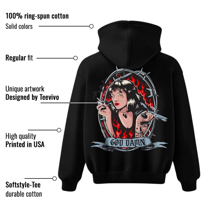 TeeVivo Hoodie Match Air Jordan 5 Retro OG Black Metallic Reimagined God Daaamn – Air Jordan 5 Hoodie, AJ5 Hoodie