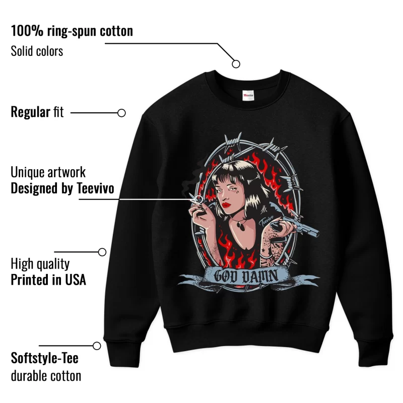 TeeVivo Sweatshirt Match Air Jordan 5 Retro OG Black Metallic Reimagined God Daaamn – Air Jordan 5 Sweatshirt, AJ5 Sweatshirt