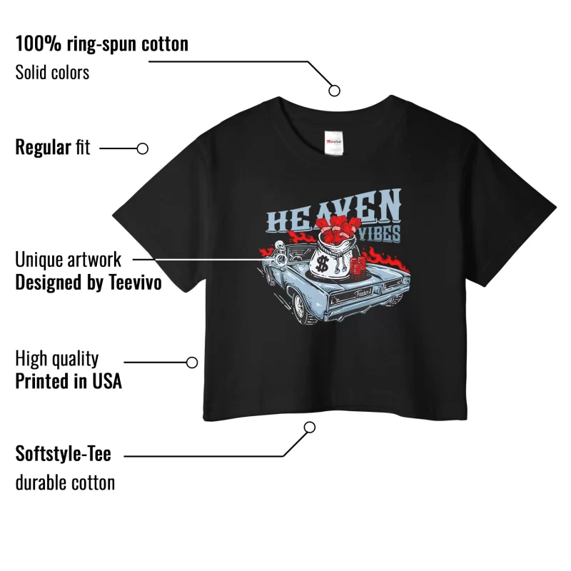 TeeVivo Crop Top Match Air Jordan 5 Retro OG Black Metallic Reimagined Heaven vibes – Air Jordan 5 Crop Top, AJ5 Crop Top