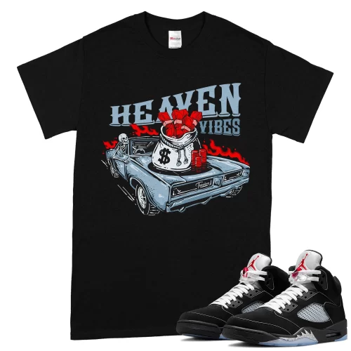 TeeVivo T-Shirt Match Air Jordan 5 Retro OG Black Metallic Reimagined Heaven vibes – Air Jordan 5 Shirt, AJ5 Shirt