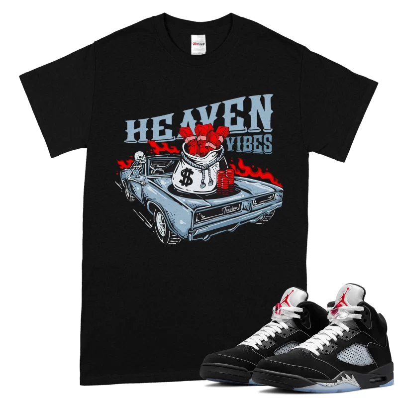 TeeVivo T-Shirt Match Air Jordan 5 Retro OG Black Metallic Reimagined Heaven vibes – Air Jordan 5 Shirt, AJ5 Shirt