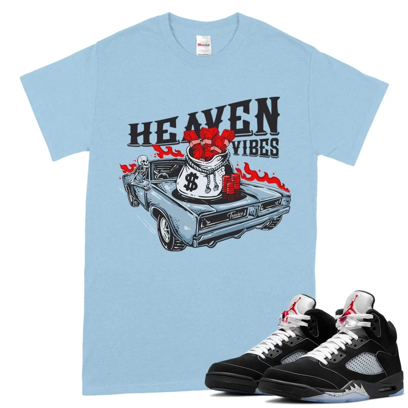TeeVivo T-Shirt Match Air Jordan 5 Retro OG Black Metallic Reimagined Heaven vibes – Air Jordan 5 Shirt, AJ5 Shirt