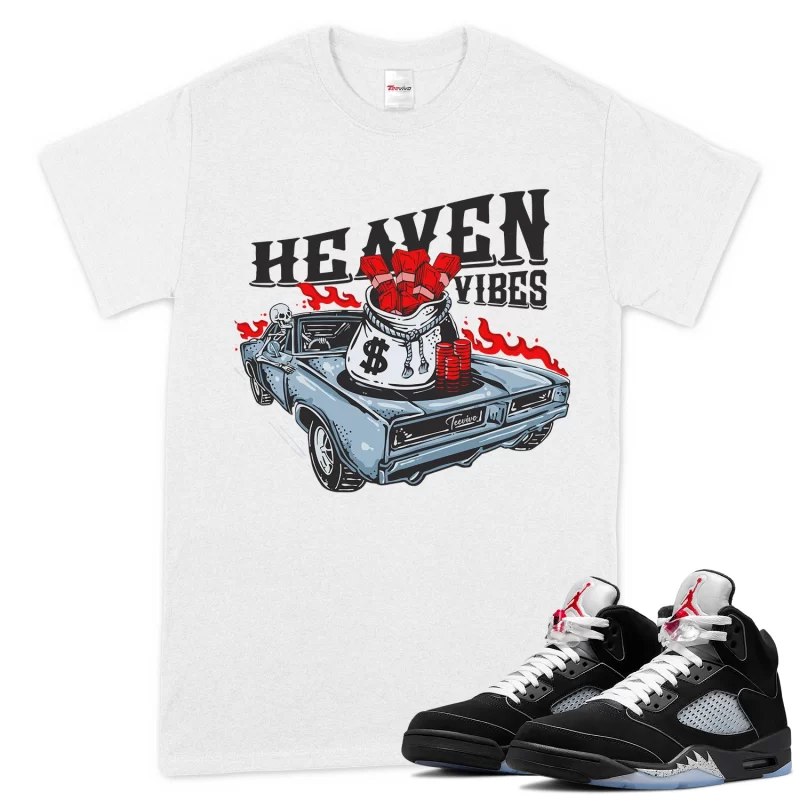 TeeVivo T-Shirt Match Air Jordan 5 Retro OG Black Metallic Reimagined Heaven vibes – Air Jordan 5 Shirt, AJ5 Shirt