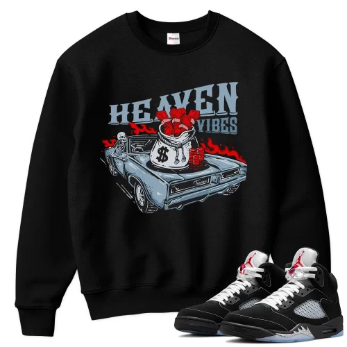 TeeVivo Sweatshirt Match Air Jordan 5 Retro OG Black Metallic Reimagined Heaven vibes – Air Jordan 5 Sweatshirt, AJ5 Sweatshirt