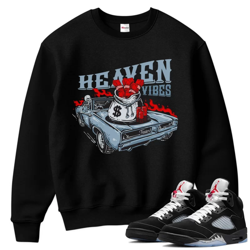 TeeVivo Sweatshirt Match Air Jordan 5 Retro OG Black Metallic Reimagined Heaven vibes – Air Jordan 5 Sweatshirt, AJ5 Sweatshirt