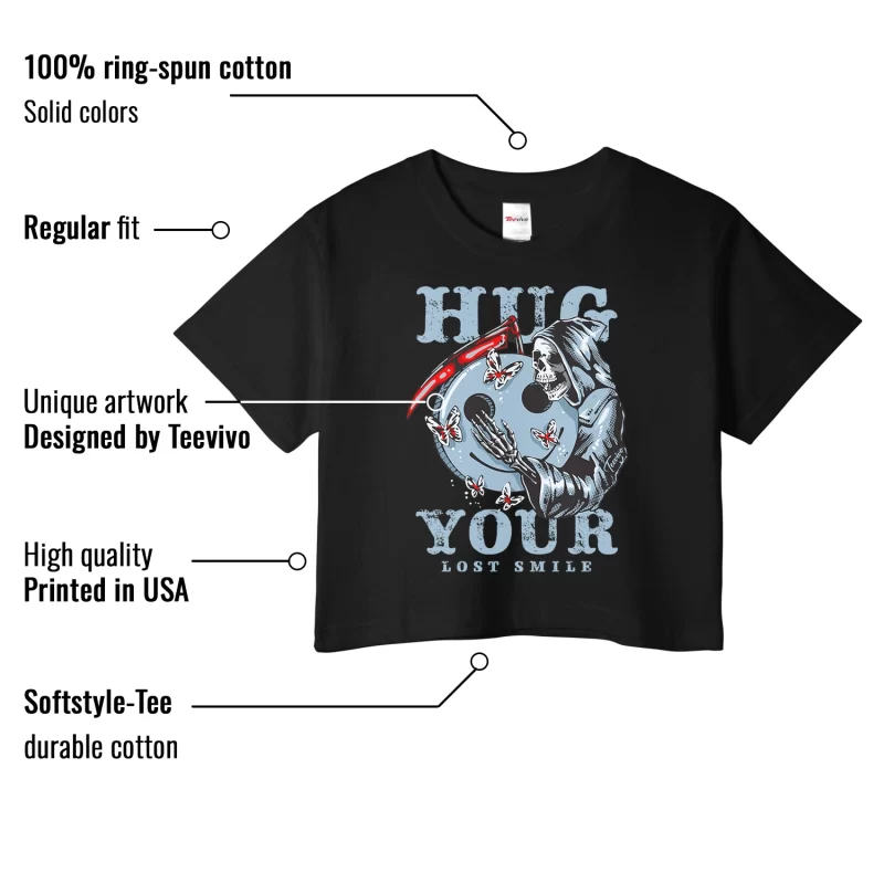 TeeVivo Crop Top Match Air Jordan 5 Retro OG Black Metallic Reimagined Hug your lost smile – Air Jordan 5 Crop Top, AJ5 Crop Top
