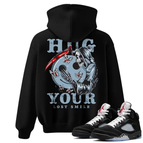 TeeVivo Hoodie Match Air Jordan 5 Retro OG Black Metallic Reimagined Hug your lost smile – Air Jordan 5 Hoodie, AJ5 Hoodie