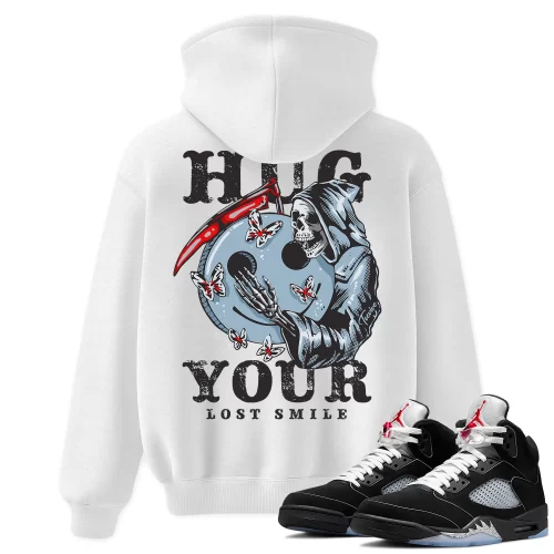 TeeVivo Hoodie Match Air Jordan 5 Retro OG Black Metallic Reimagined Hug your lost smile – Air Jordan 5 Hoodie, AJ5 Hoodie