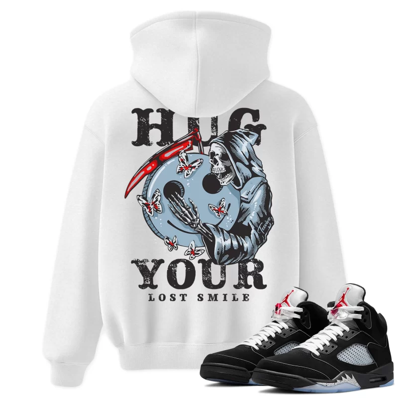 TeeVivo Hoodie Match Air Jordan 5 Retro OG Black Metallic Reimagined Hug your lost smile – Air Jordan 5 Hoodie, AJ5 Hoodie