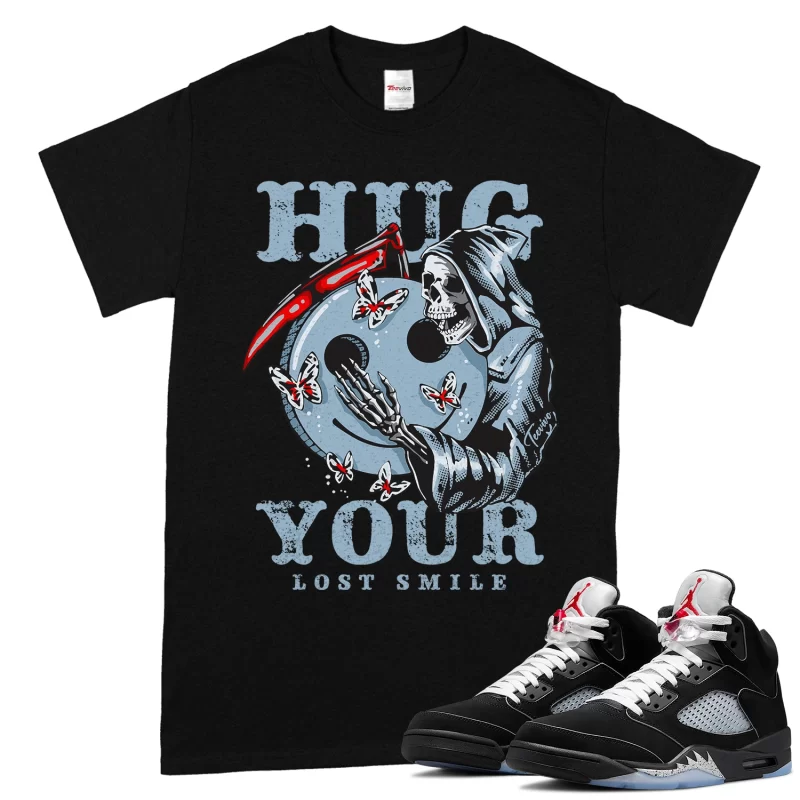 TeeVivo T-Shirt Match Air Jordan 5 Retro OG Black Metallic Reimagined Hug your lost smile – Air Jordan 5 Shirt, AJ5 Shirt