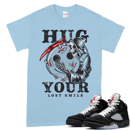 TeeVivo T-Shirt Match Air Jordan 5 Retro OG Black Metallic Reimagined Hug your lost smile – Air Jordan 5 Shirt, AJ5 Shirt