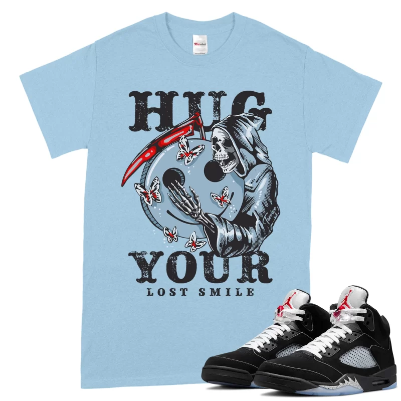 TeeVivo T-Shirt Match Air Jordan 5 Retro OG Black Metallic Reimagined Hug your lost smile – Air Jordan 5 Shirt, AJ5 Shirt