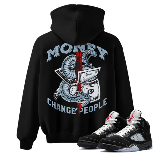 TeeVivo Hoodie Match Air Jordan 5 Retro OG Black Metallic Reimagined Money change people – Air Jordan 5 Hoodie, AJ5 Hoodie