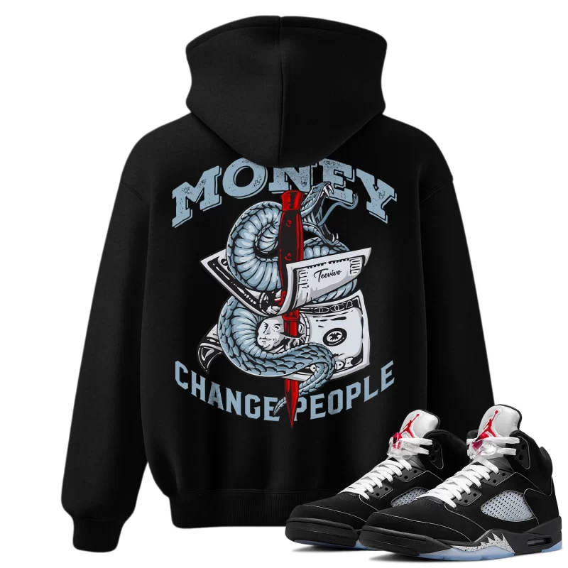 TeeVivo Hoodie Match Air Jordan 5 Retro OG Black Metallic Reimagined Money change people – Air Jordan 5 Hoodie, AJ5 Hoodie