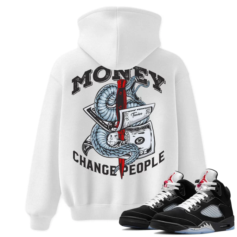 TeeVivo Hoodie Match Air Jordan 5 Retro OG Black Metallic Reimagined Money change people – Air Jordan 5 Hoodie, AJ5 Hoodie