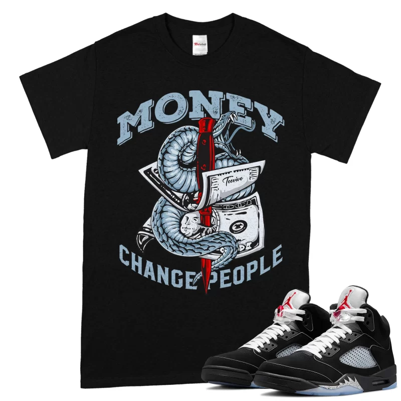 TeeVivo T-Shirt Match Air Jordan 5 Retro OG Black Metallic Reimagined Money change people – Air Jordan 5 Shirt, AJ5 Shirt