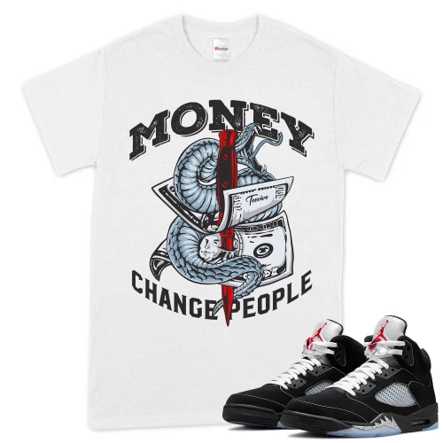 TeeVivo T-Shirt Match Air Jordan 5 Retro OG Black Metallic Reimagined Money change people – Air Jordan 5 Shirt, AJ5 Shirt