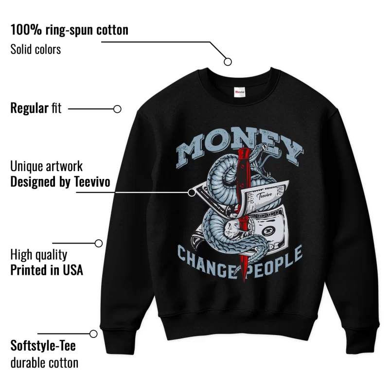 TeeVivo Sweatshirt Match Air Jordan 5 Retro OG Black Metallic Reimagined Money change people – Air Jordan 5 Sweatshirt, AJ5 Sweatshirt