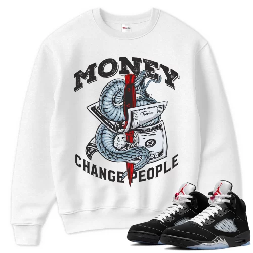TeeVivo Sweatshirt Match Air Jordan 5 Retro OG Black Metallic Reimagined Money change people – Air Jordan 5 Sweatshirt, AJ5 Sweatshirt