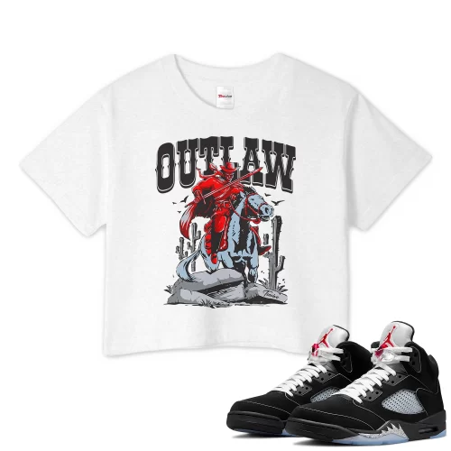 TeeVivo Crop Top Match Air Jordan 5 Retro OG Black Metallic Reimagined Outlaw – Air Jordan 5 Crop Top, AJ5 Crop Top