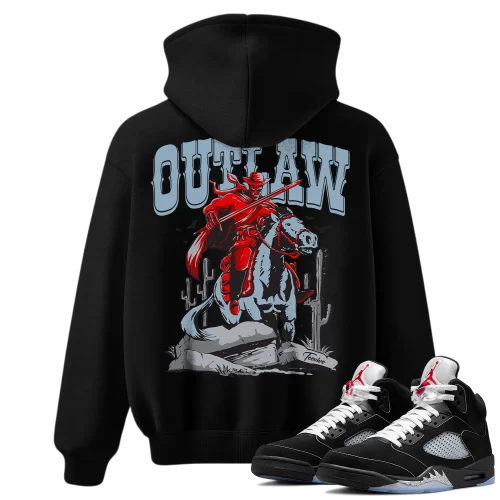 TeeVivo Hoodie Match Air Jordan 5 Retro OG Black Metallic Reimagined Outlaw – Air Jordan 5 Hoodie, AJ5 Hoodie