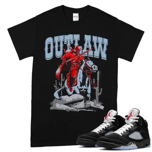 TeeVivo T-Shirt Match Air Jordan 5 Retro OG Black Metallic Reimagined Outlaw – Air Jordan 5 Shirt, AJ5 Shirt