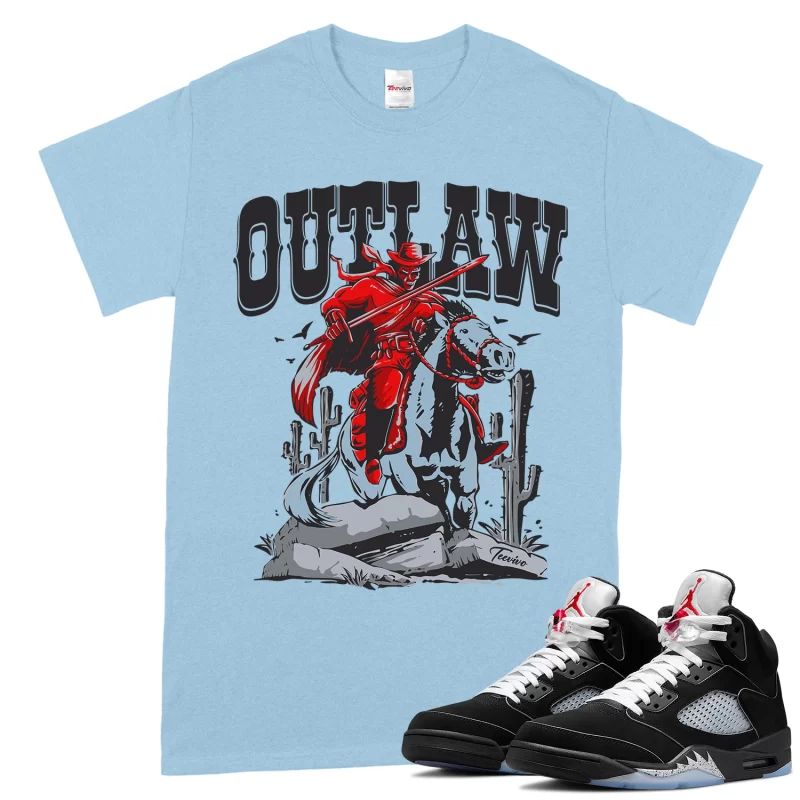 TeeVivo T-Shirt Match Air Jordan 5 Retro OG Black Metallic Reimagined Outlaw – Air Jordan 5 Shirt, AJ5 Shirt