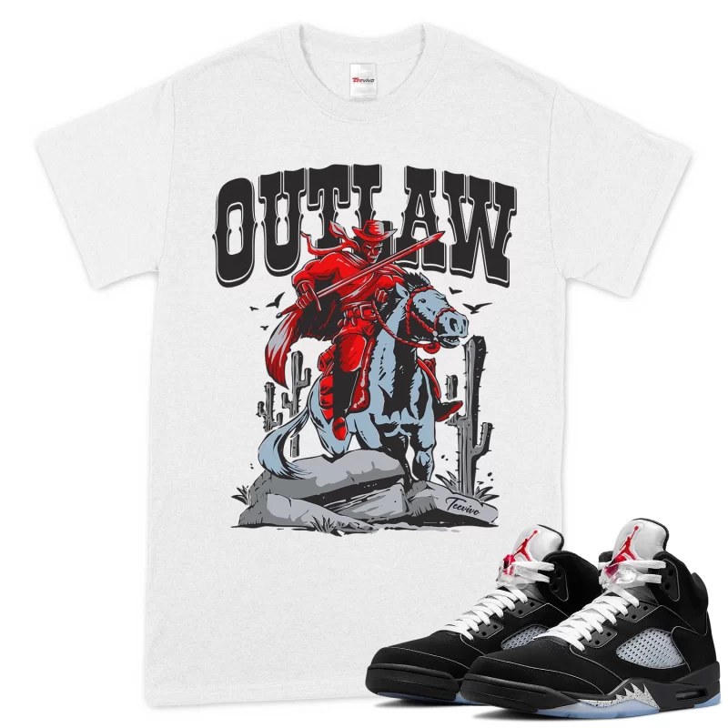 TeeVivo T-Shirt Match Air Jordan 5 Retro OG Black Metallic Reimagined Outlaw – Air Jordan 5 Shirt, AJ5 Shirt