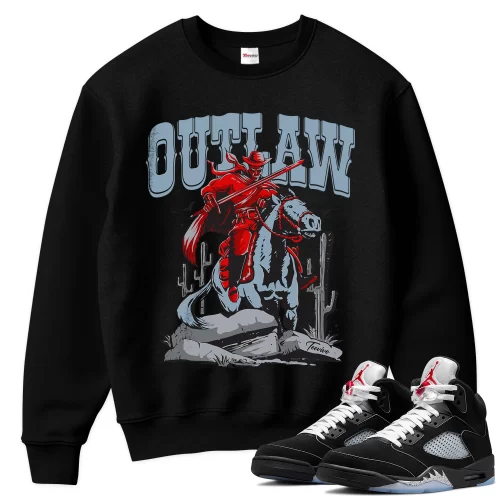 TeeVivo Sweatshirt Match Air Jordan 5 Retro OG Black Metallic Reimagined Outlaw – Air Jordan 5 Sweatshirt, AJ5 Sweatshirt