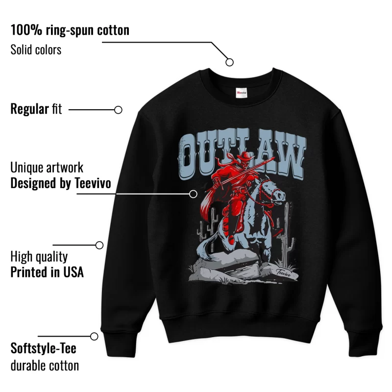 TeeVivo Sweatshirt Match Air Jordan 5 Retro OG Black Metallic Reimagined Outlaw – Air Jordan 5 Sweatshirt, AJ5 Sweatshirt