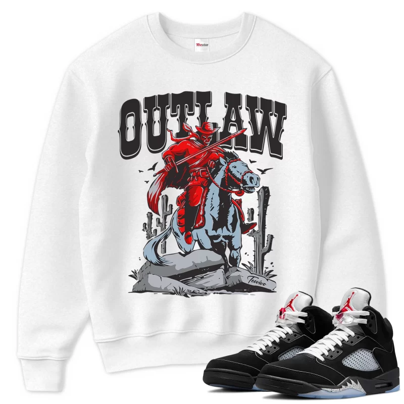 TeeVivo Sweatshirt Match Air Jordan 5 Retro OG Black Metallic Reimagined Outlaw – Air Jordan 5 Sweatshirt, AJ5 Sweatshirt